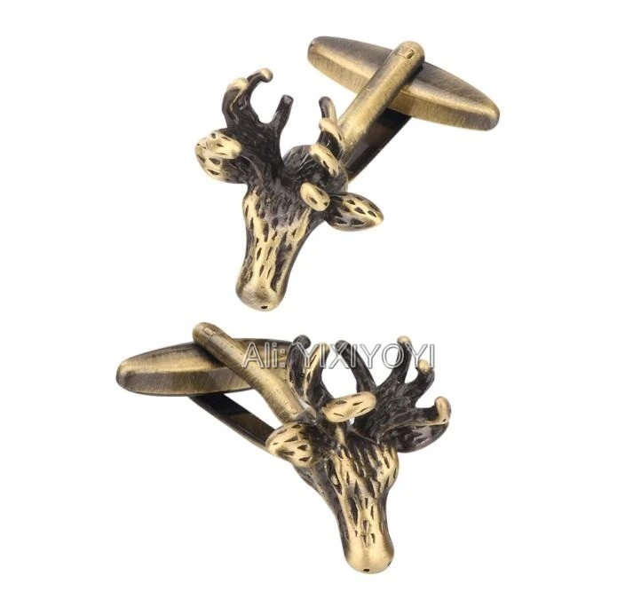 

YIXIYOYI Vintage Novelty Deer Head Cufflink for Mens Shirt Suit Cuff Metal Retro Cufflinks For Man Special Gift Male Jewelry