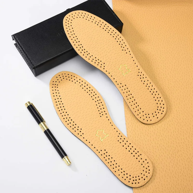 Ultra Thin Breathable Deodorant Leather Insoles Cowskin Instantly Absorb Sweat Replacement Inner Soles Shoes Insole Pads