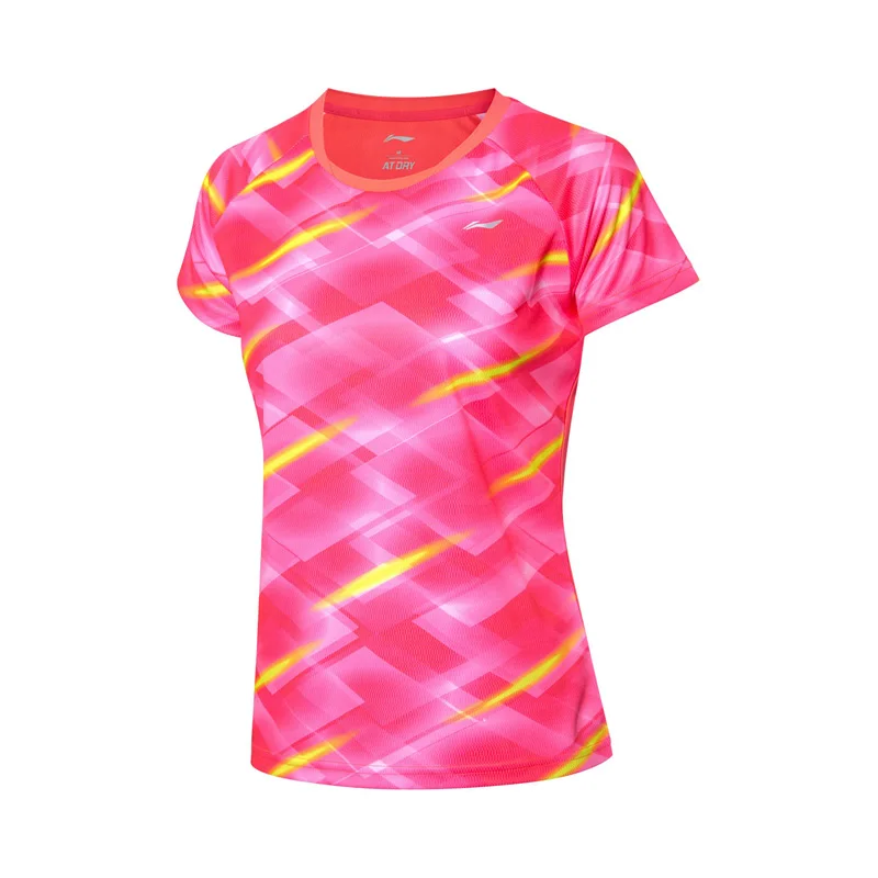 Женские футболки для бадминтона Li NIng AAYP094 спортивные соревнований по бадминтону