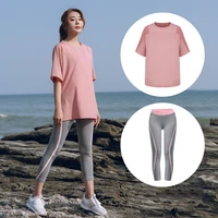 new womens yoga clothes running suit sportswear fitness clothes quick drying clothes loose tops workout clothes two piece suit