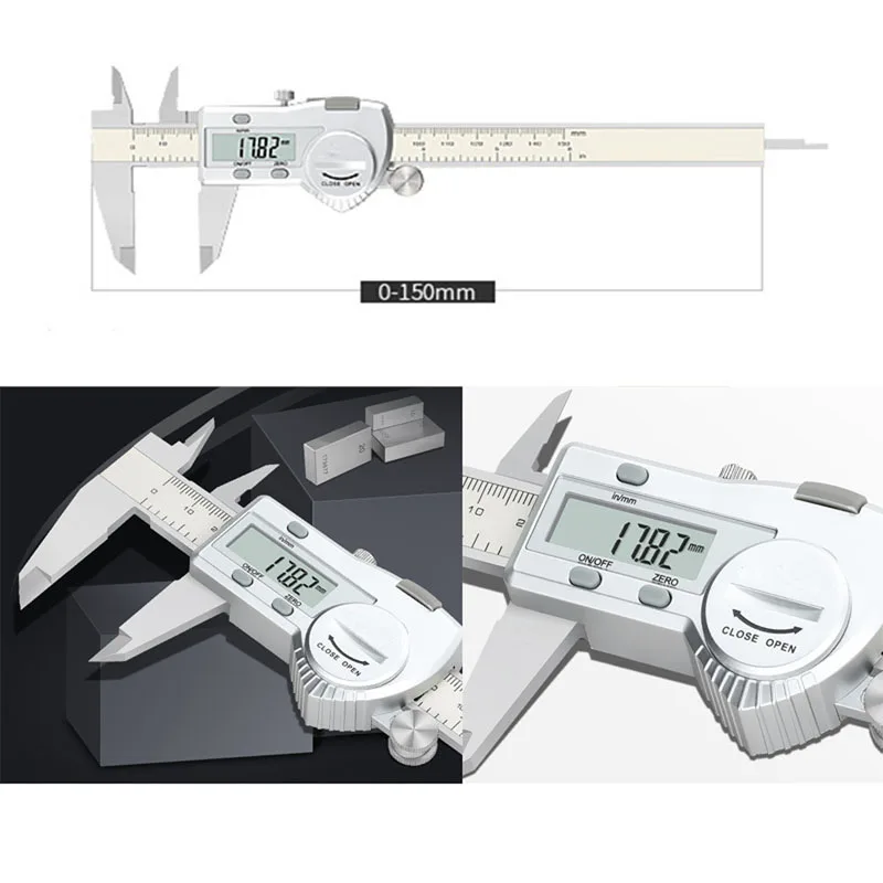 

Electronic Digital Display Vernier Caliper 150mm Digital IP54 Protection Vernier Caliper Closed Stainless Steel Caliper Tester