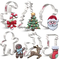 keniao christmas cookie cutter set 6 pc gingerbread man santa head winter biscuit fondant bread molds stainless steel