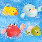 Детские Игрушки для ванны, животные, милый мультфильм, черепаха, краб, утка, для малышей, водные игрушки, ветро-вверх, для плавания, черепаха, ванная комната, Детская заводная игрушка с животными