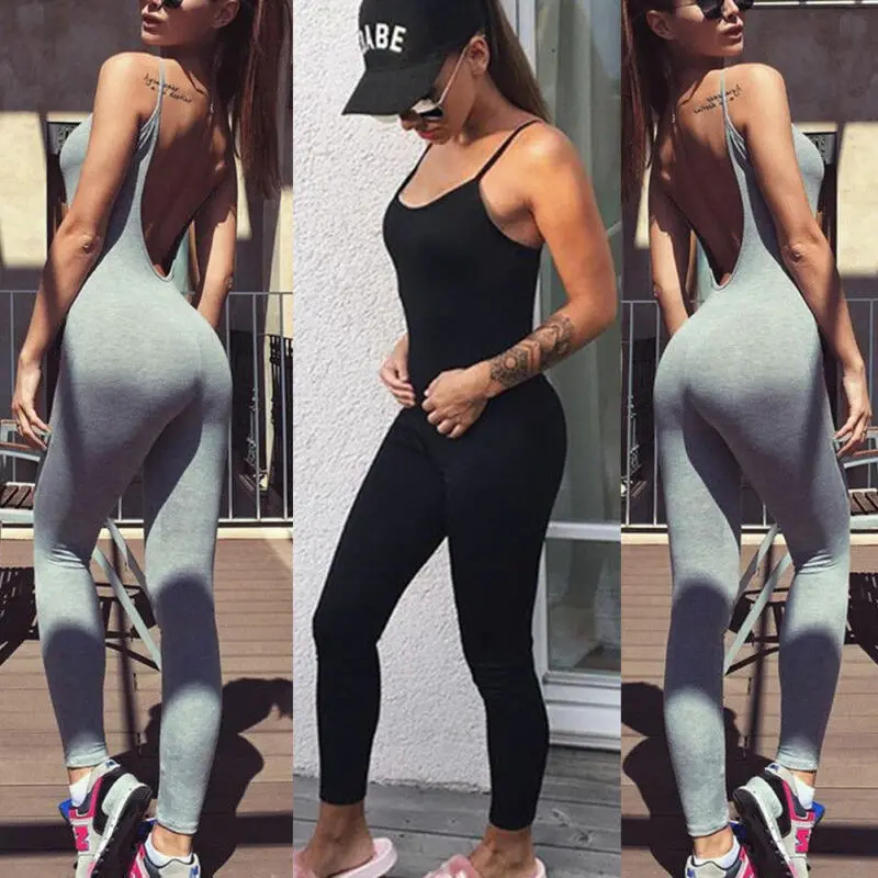 Комбинезон женский для фитнеса йоги бега спорта Байкерский без рукавов