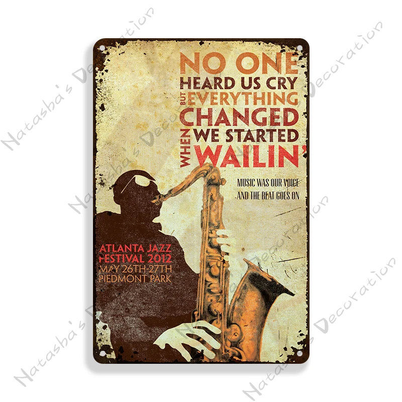 JAZZ винтажный металлический постер музыкальная настенная пластина Жестяная