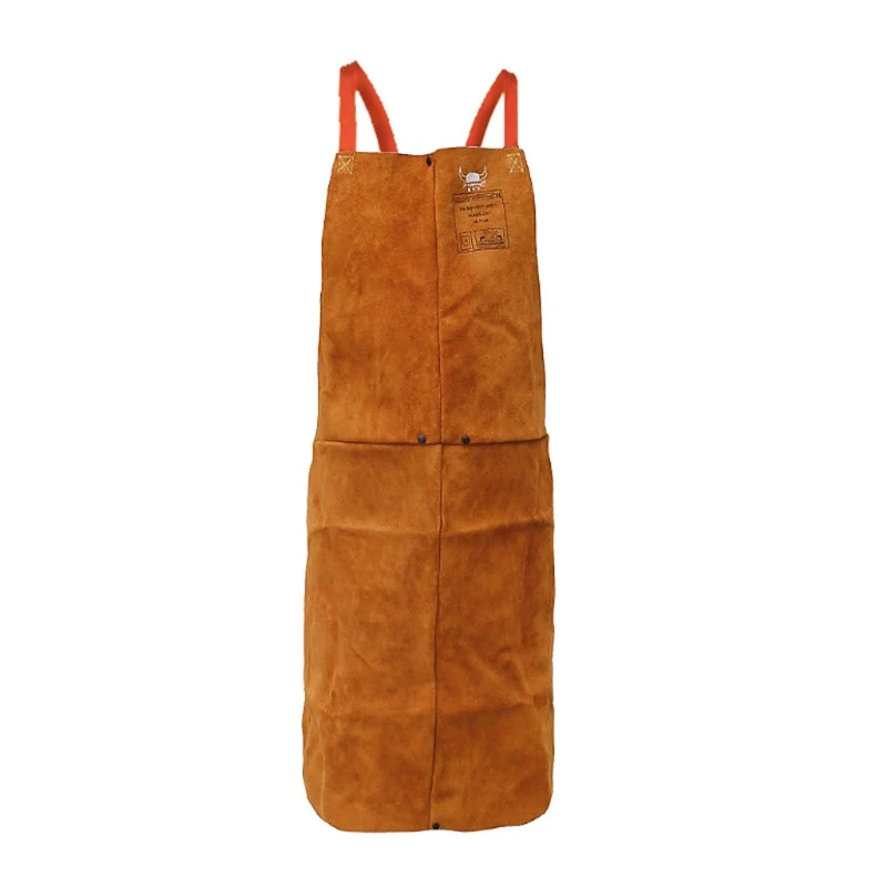 

Leather Welding Apron Heat Flame Resistant Heavy Duty Work Apron Cross Back Extra Long Strap Aprons for Men W