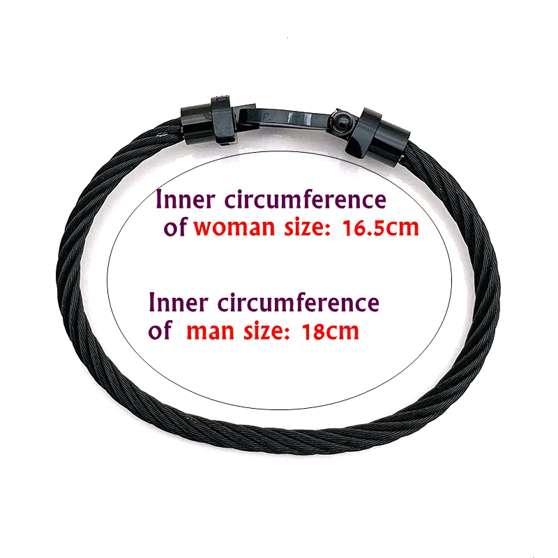 

Classic Stainless Steel rope Screw Bracelet Black Wire Buckle Bangles& Bracelets Magnetic Buckle Wristband