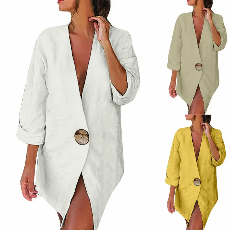 

Women Casual Slim OL Suit Blazer Ladies Outwear Solid Long Sleeve Jacket Coat