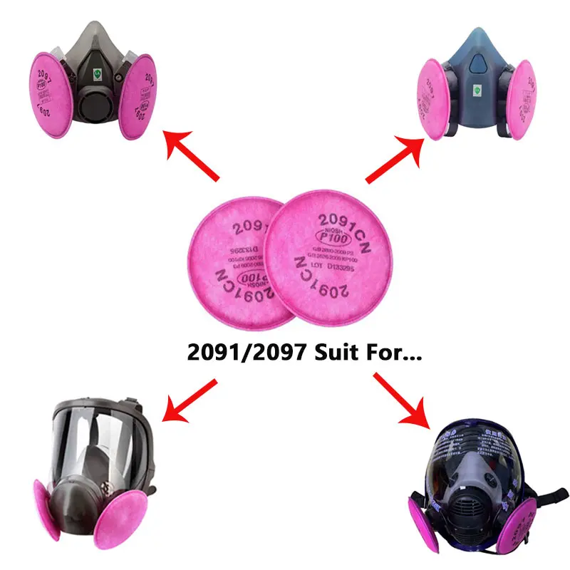 

10PCS 2091/2097 P100 Filter Cotton Anti-Glass Fiber Dust Cover Particulate Particles Dustproof For 6200 6800 7502 Series Mask