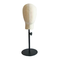 21 durable cork canvas mannequin head for wigs making styling hat headband display holder stand manikin rack with metal base