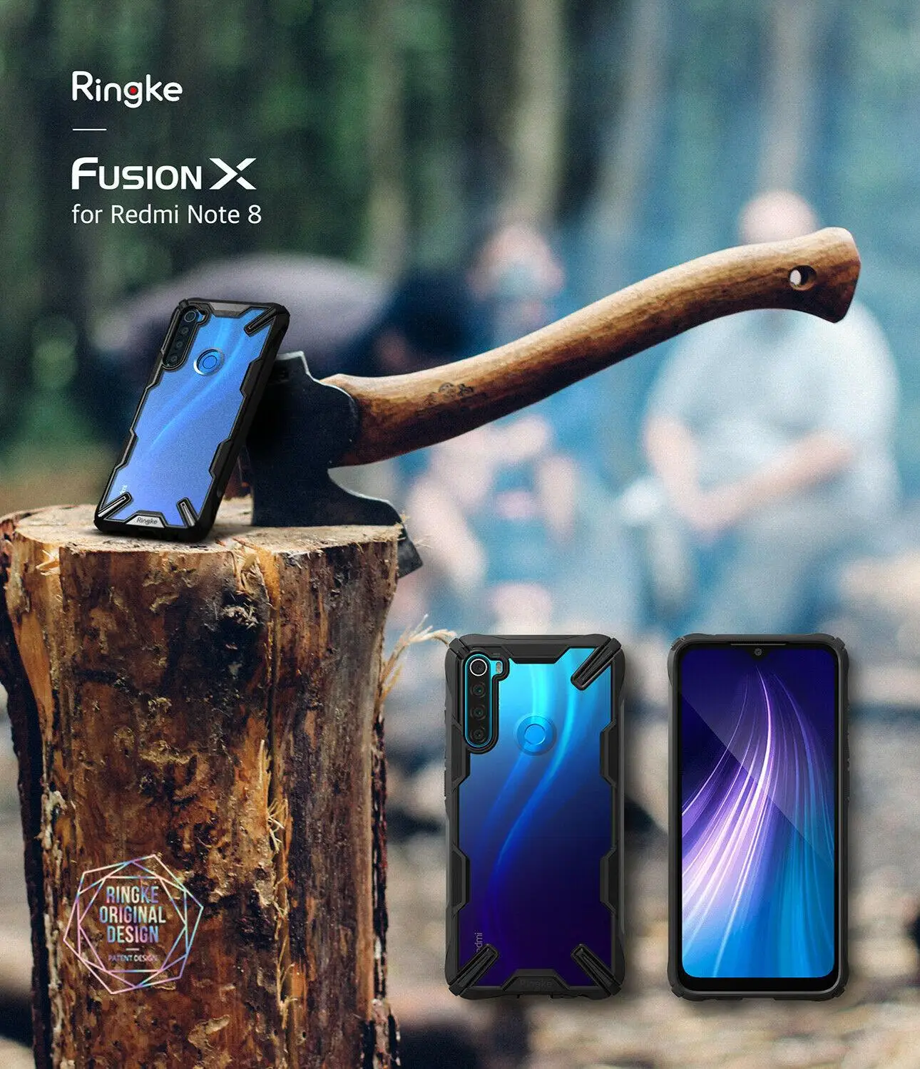 Чехол Ringke Fusion X для Xiaomi Redmi Note 8 прозрачный жесткий чехол из поликарбоната мягкий