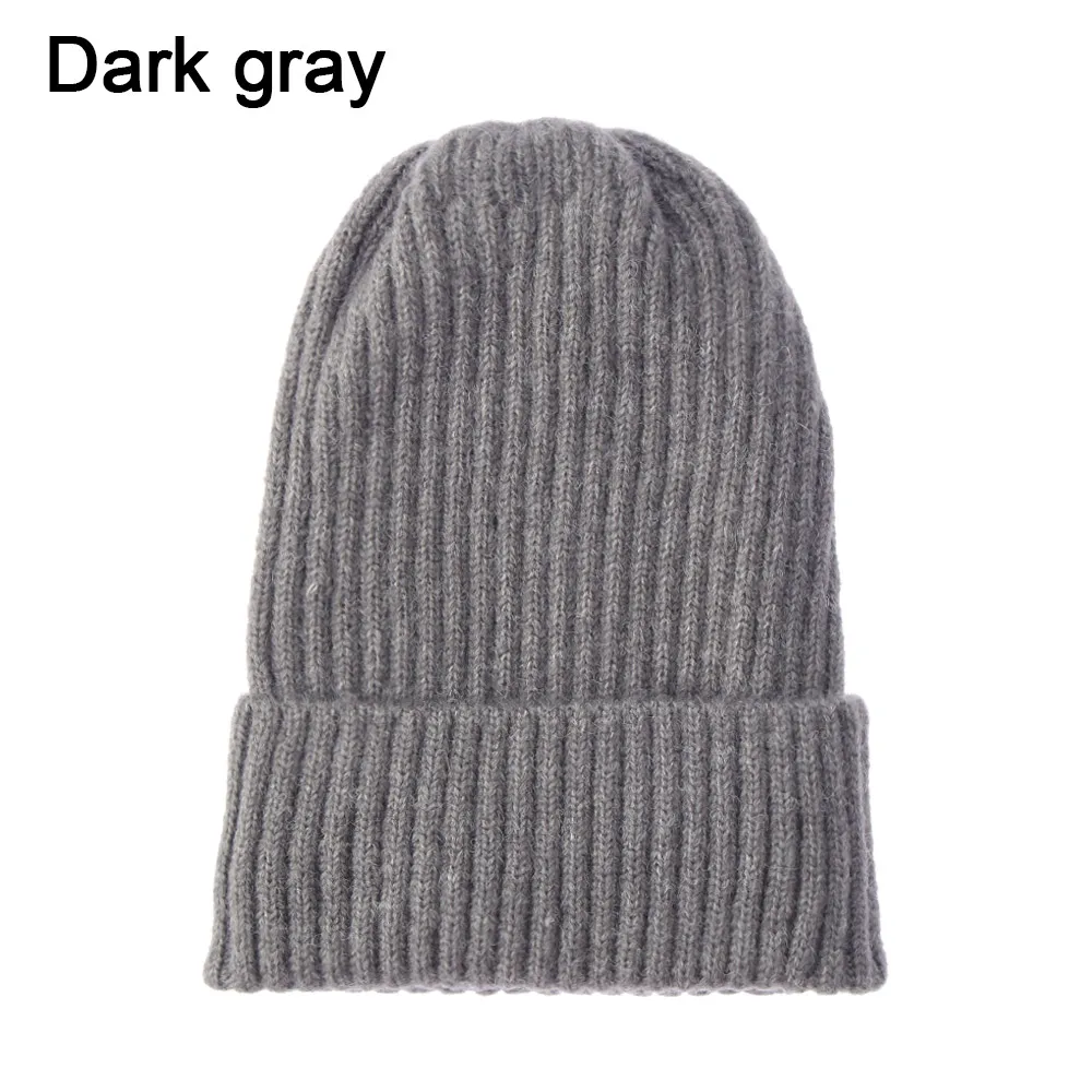 2-dark grey Осенне-весенняя 1 шт. модная зимняя теплая шерстяная вязаная шапка унисекс для женщин и мужчин, вязаная Лыжная шапка, Очаровательная ветрозащитная шапка - Цвет: 2-dark grey