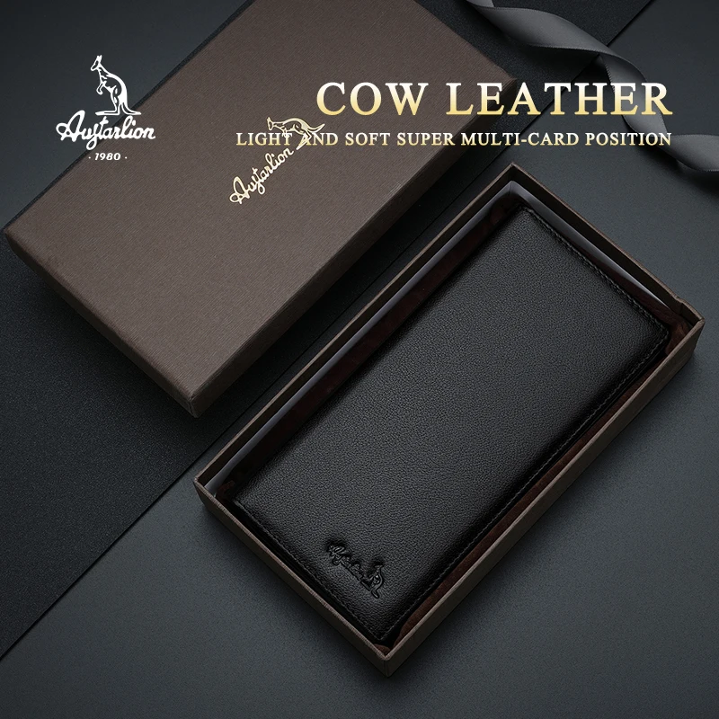 На молнии большой емкости из натуральной кожи деловой кошелек классический