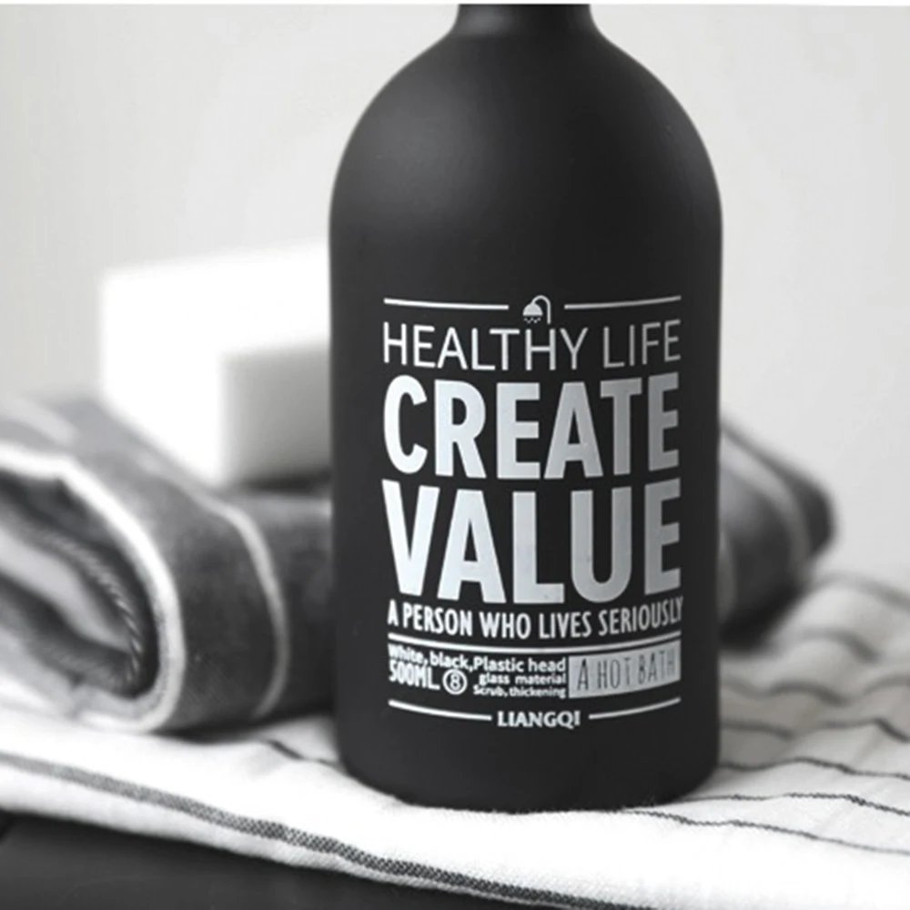 

250ml 500ml Bathroom Soap Dispenser Shampoo Hand Washing Bottle Liquid Soap Conditioner Glass Storage Bottle Black Brown