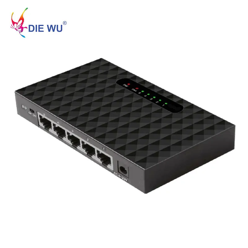 DIEWU 5-портовый коммутатор fast ethernet 10/100 Мбит/с RJ45 Ethernet Lan адаптер 5-20 в вход с