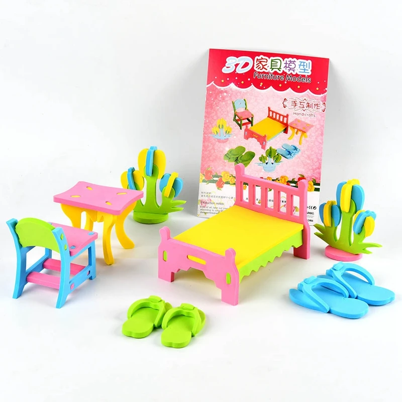 

6 Set Eva 3D Stereo Puzzle Furniture Children Creative Diy Assembly Model Hand-Assembled Puzzle Toys