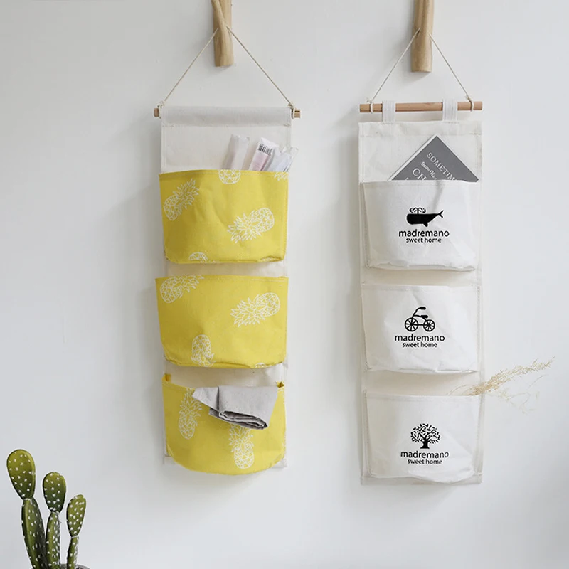 Nordic Style Wall Hanging Organizer Bag Storage of Things 3 Pocket on The Makeup Holder Cosmetic Sundries Pouch Closet Container | Дом и сад