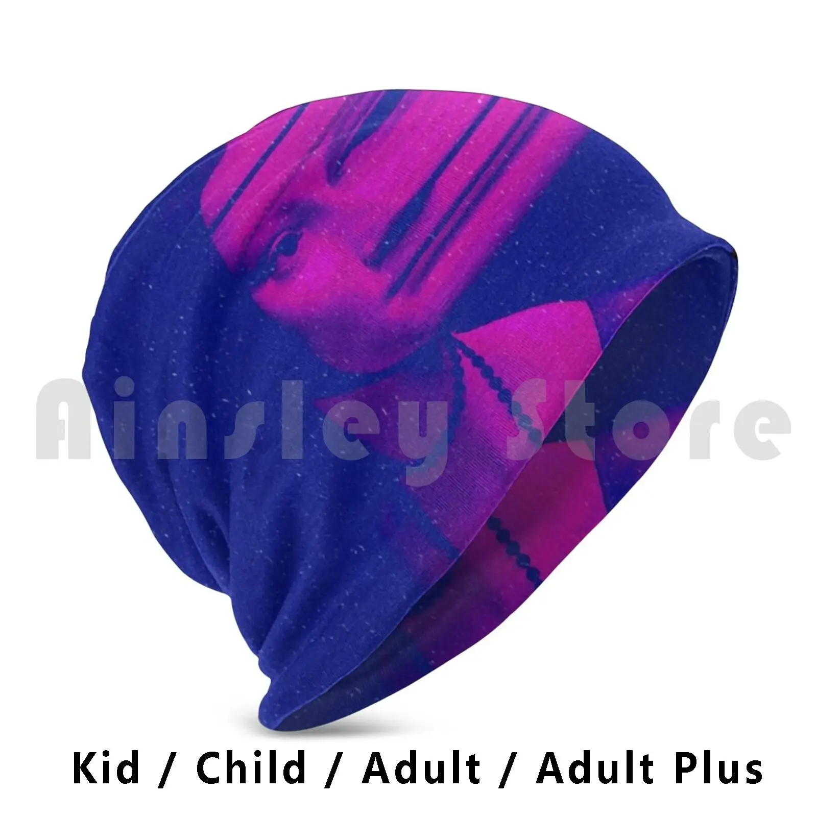 

Ermine & Lady Beanies Knit Hat Hip Hop Renaissance Renaissance Art Feminism Glitch Glitch Art Neon Pink Blue