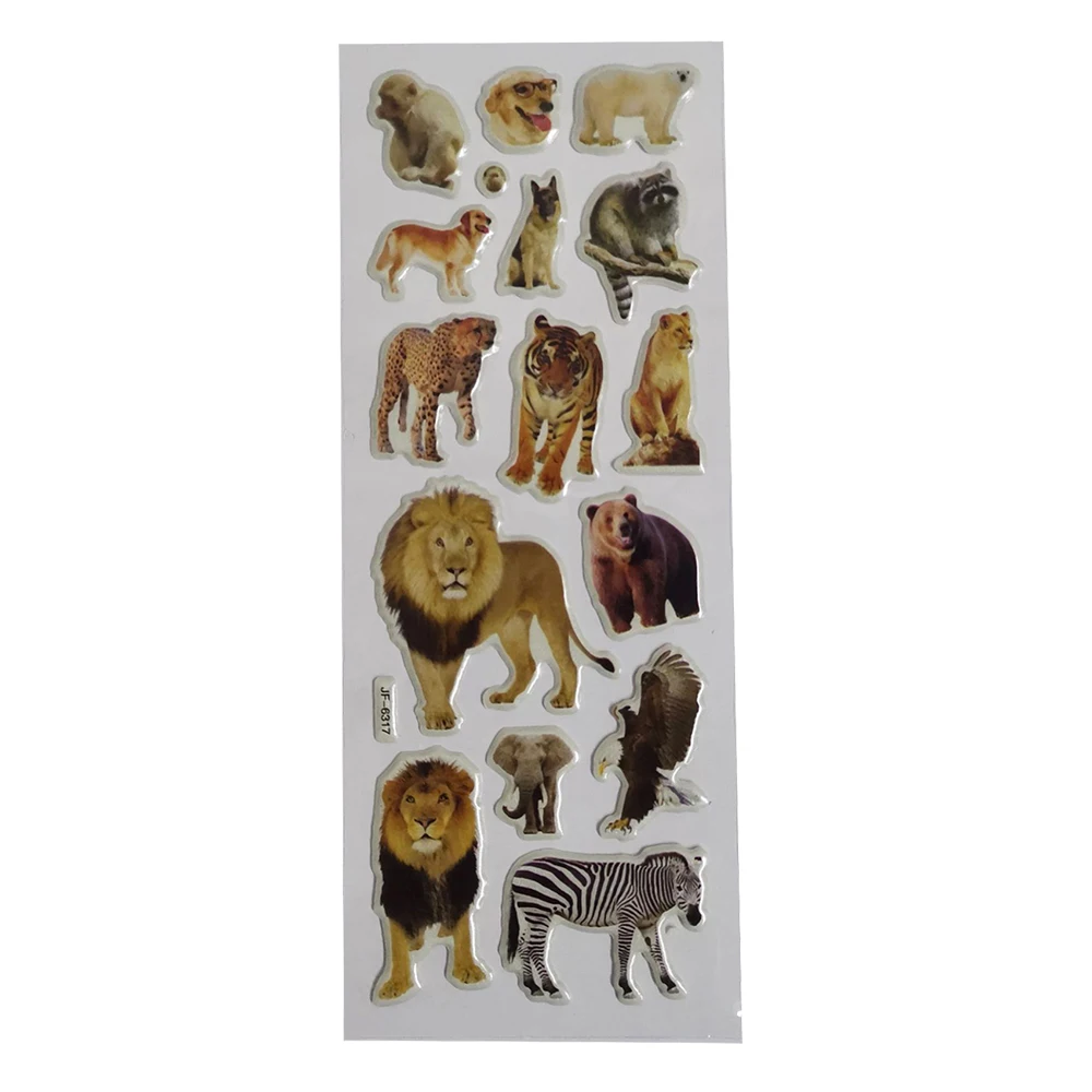 6 листов водонепроницаемые ПВХ наклейки с изображением животных Льва тигра