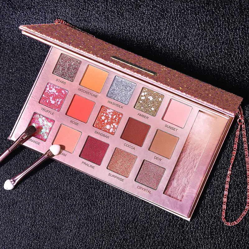 Палетка теней для век HOJO 15 цветов матовые тени с цепочкой рассыпчатые