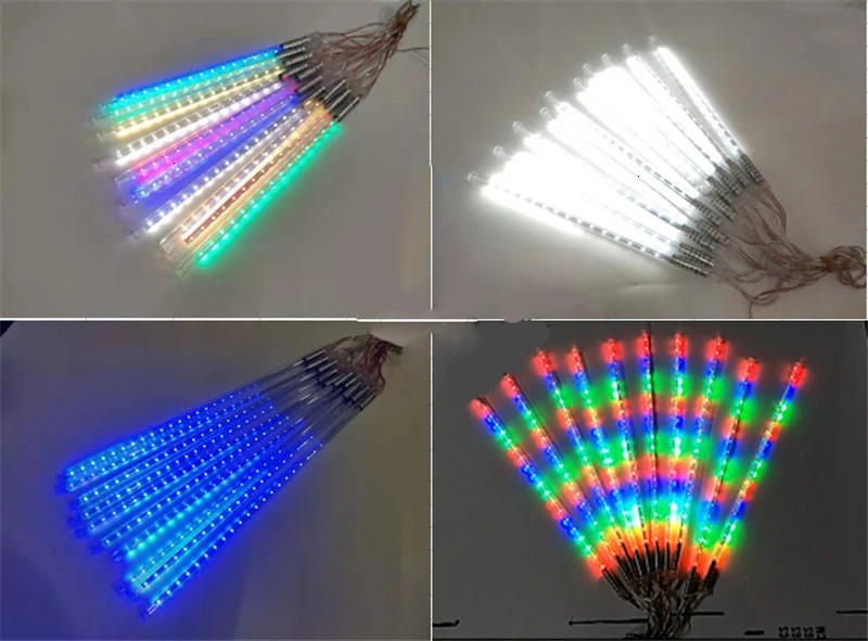 5 комплектов 10 шт./компл. светодиодный Метеоритный дождь трубы RGB рождественские декоративные огни 80 см 50 см Smd2835 семь цветов Ac85-265V