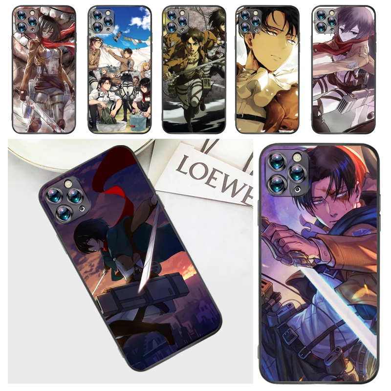 

Attack On Titan Armin Arlert Levi Eren Jager Mikasa Ackerman Phone Case For iPhone 7 8 Plus 6 6S Carcasa Coque Back Cover Cases