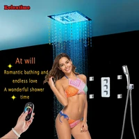 crystal pendant ceiling rainfall shower head massage jets bathroom concealed thermostatic multifunction shower set faucet tap