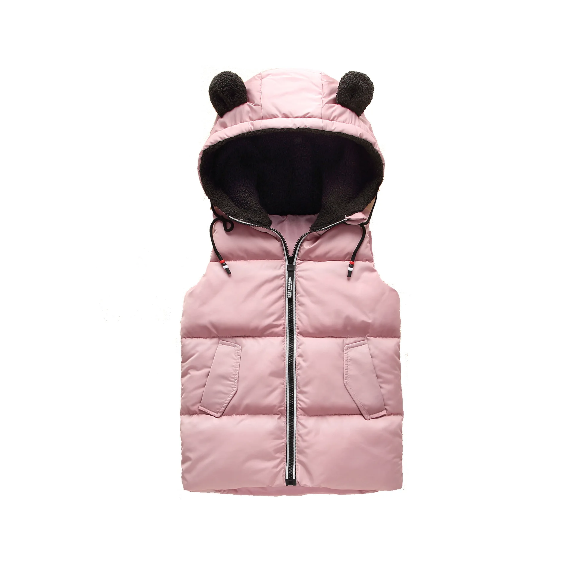 

OHMETOY 2021 Winter New Fashion Children's Bear Cotton Coat Children's Leisure Thickened Vest Warm Cotton Vest Solid Vest