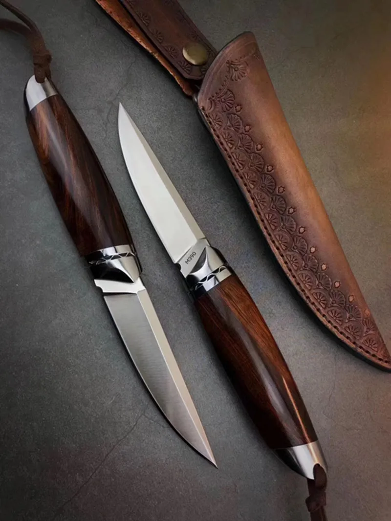 Прямой нож из стали M390 тактический охотничий резной с фиксированным лезвием для