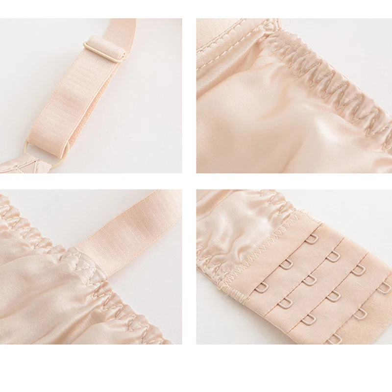 

New Women's Silk Bras Comfortable Satin Wireless Ladies Lingerie Adjustable Seamless Shoulder Strap Female Tops Brassiere