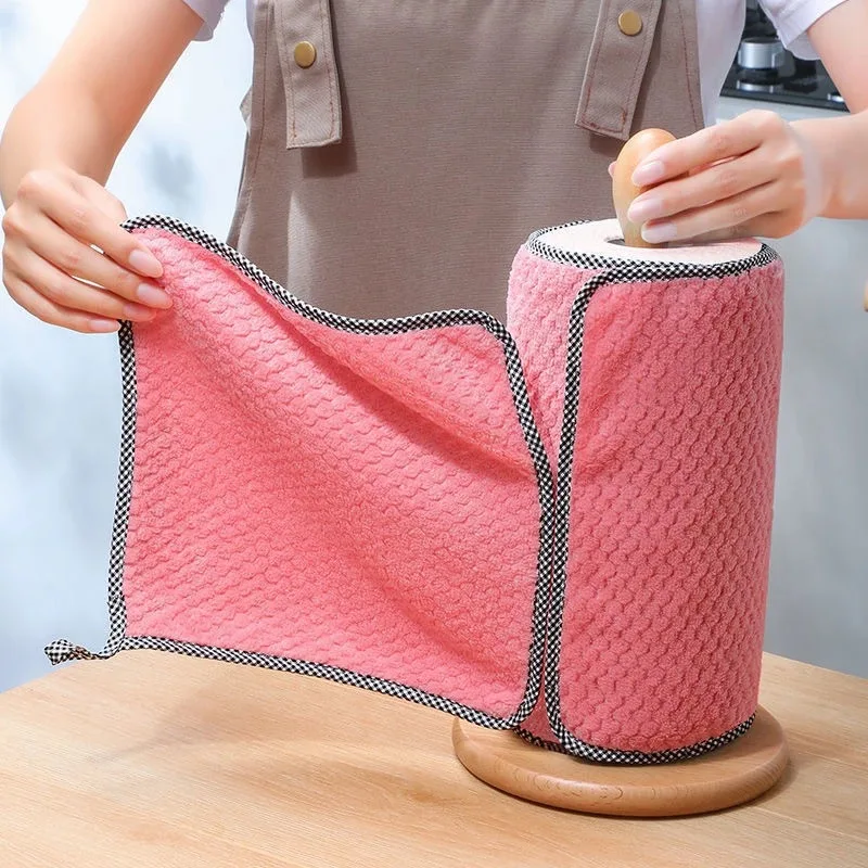 Kitchen dish towel Household dish cloth Kitchen rag Non-stick oil thickened table cleaning cloth Absorbent scouring pad
