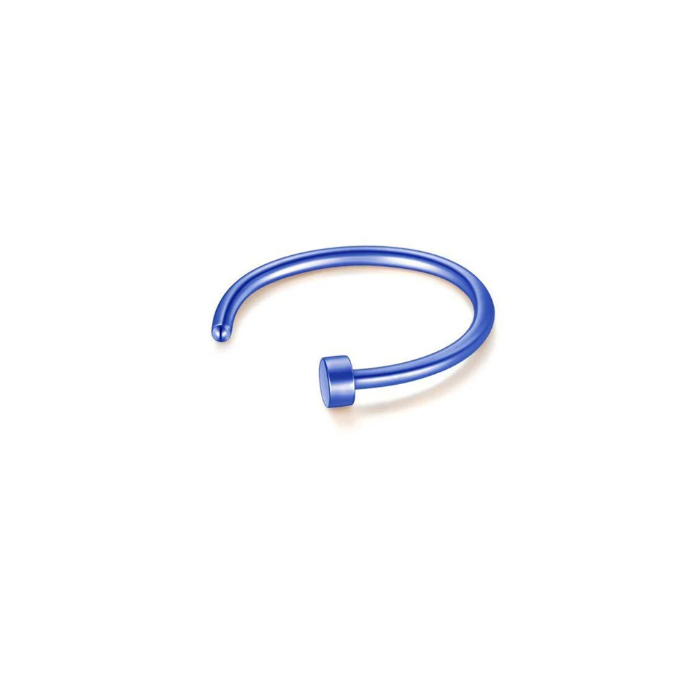 C-Blue 1 шт. клипсы обертывание серьги козелок из нержавеющей стали 2 кольца ухо манжеты клип нос кольцо поддельные пирсинг ювелирные изделия для тела Dilataciones Falsas - Окраска металла: C-Blue