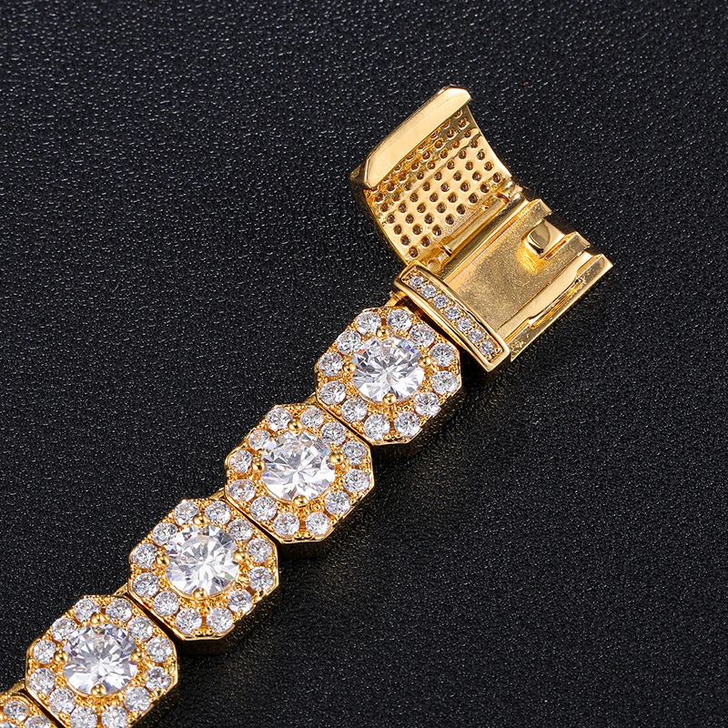 

Hip Hop 11MM Box Clasp Bling Iced Out Tennis Chain Square Lattice AAA CZ Stone Cubic Zircon Chokers Necklaces For Men Jewelry