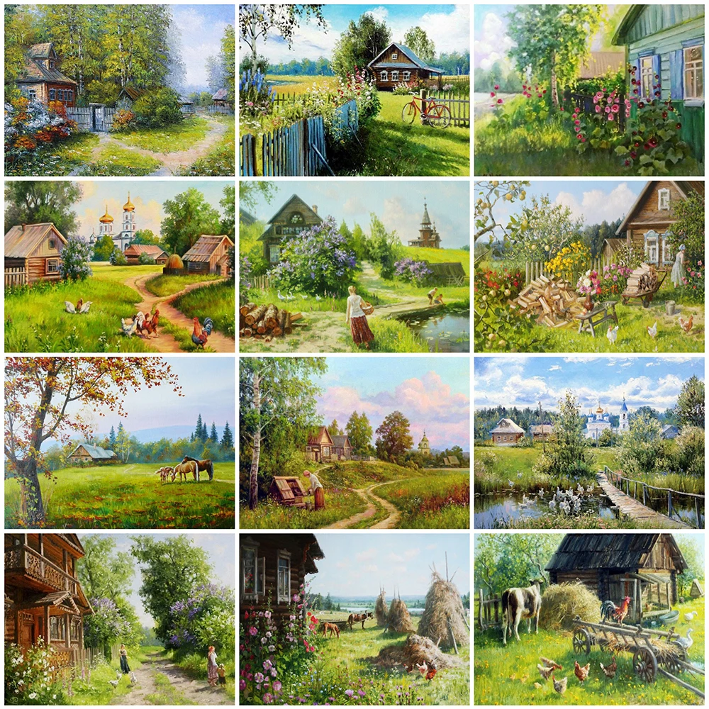 Evershine 5D DIY Diamond Embroidery House Mosaic Art Diamond Painting Farm Landscape Cross Stitch Spring New Year Decoration