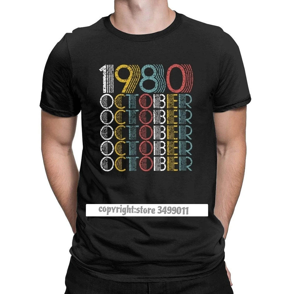 

Vintage October 1980 Tee Shirts Men 40 Years Old 40th Birthday Gift Vintage Tee Shirt Tshirts Clothing