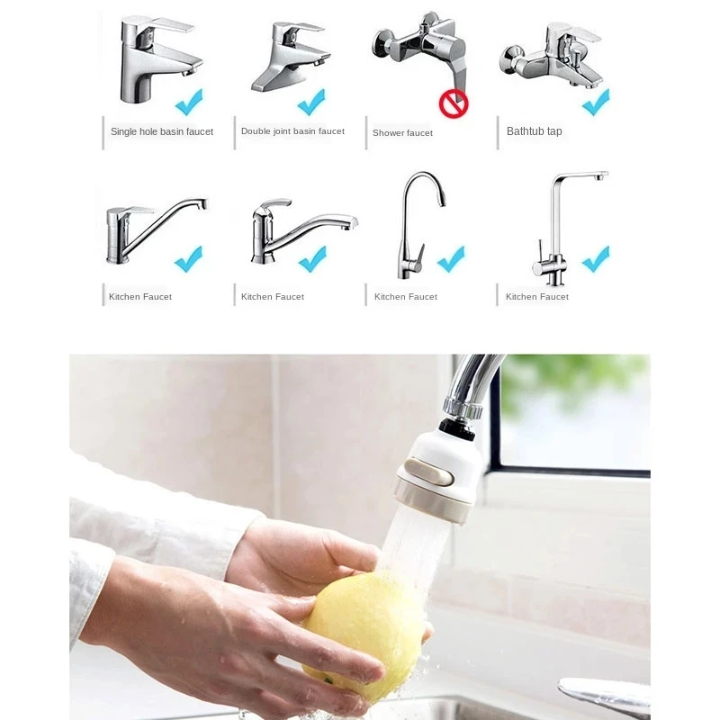 Кран для кухни с фильтром Bubbler, поворотный на 360 градусов, с 3 режимами и насадкой для экономии воды и душа, домашний аксессуар.