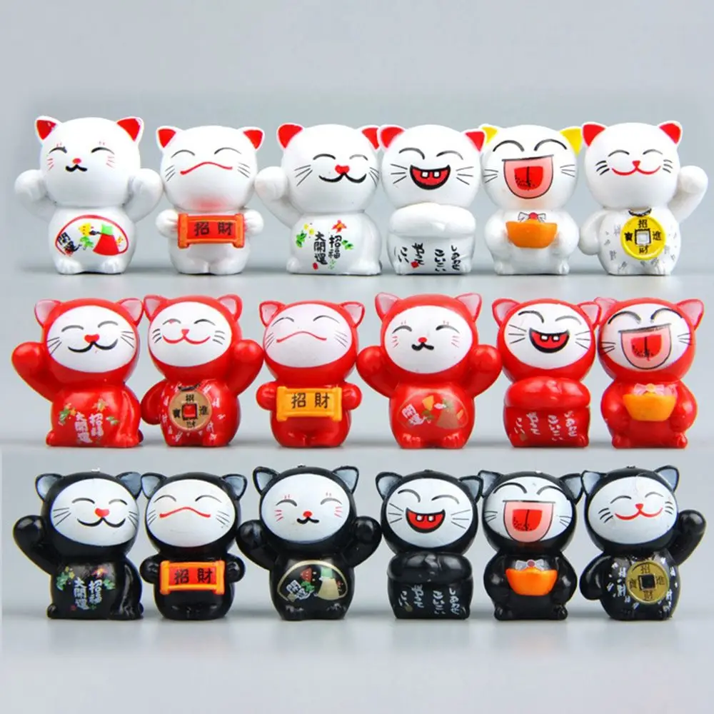 

6 шт./лот милые Мультяшные счастливые кошки микро-ландшафты домашние садовые настольные украшения миниатюрные украшения подарок