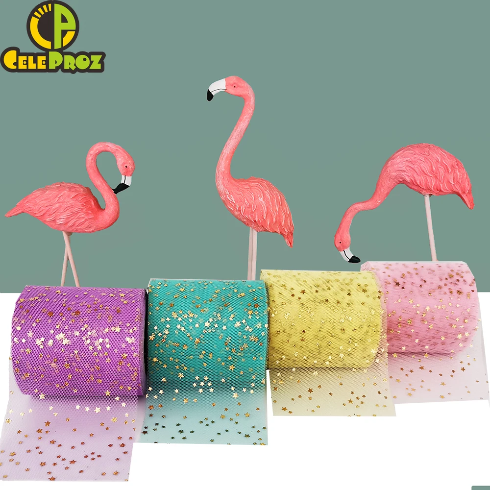 8 см 5 ярдов блестящая Звезда тюль рулон мягкие блестки золотистого/серебристого