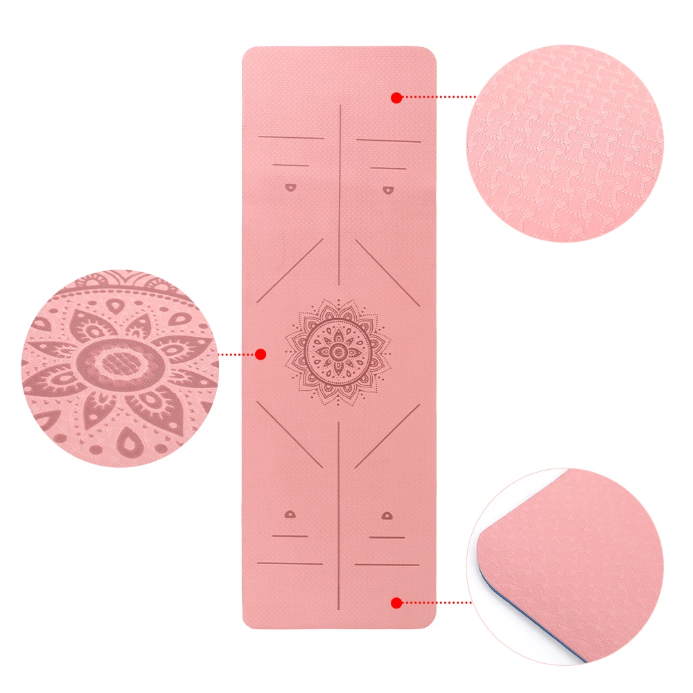 

1830*610*6mm TPE Yoga Double Layer Non-Slip Mat Yoga Exercise Pad with Position Line port Carpet Pads Fitness Gymnastics Pilates