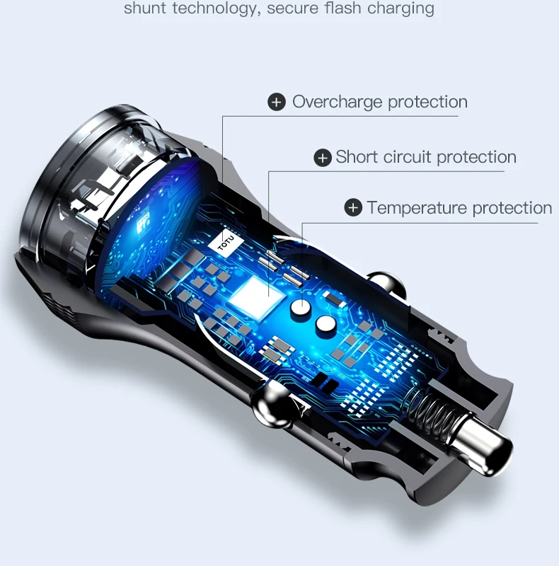 TOTU PD QC3.0 быстрое двойное USB Автомобильное зарядное устройство для мобильного телефона адаптер быстрая зарядка автомобильное USB зарядное устройство для телефона для iPhone samsung Xiaomi