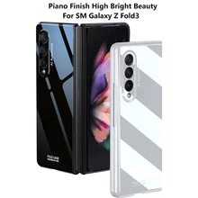 Phone Case For Samsung Galaxy Z Fold 3 5G Cover PC Piano Highlight Lacquer  Solid Color Fold Washable Shockproof Fitted Fundas