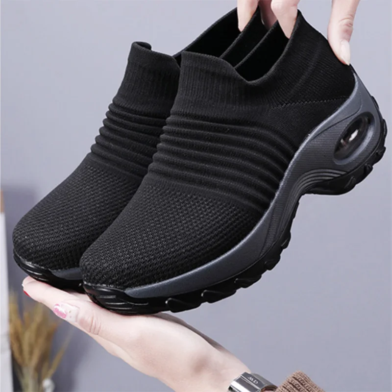 

Air Cushion Women's Sports Shoes Net Yarn Socks Mouth Shoes Casual Shoes Two-Color Massage Breathable Waterproof Socks Shoes