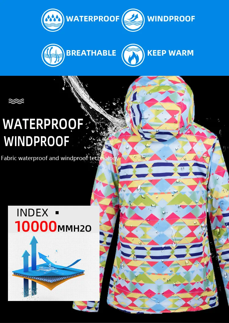 Новый толстый теплый лыжный костюм для женщин водонепроницаемый ветрозащитный и