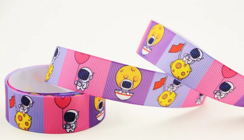 

22mm 25mm 38mm 75mm Spaceman cartoon printed Grosgrain Ribbon party decoration 10 Yards X-04446