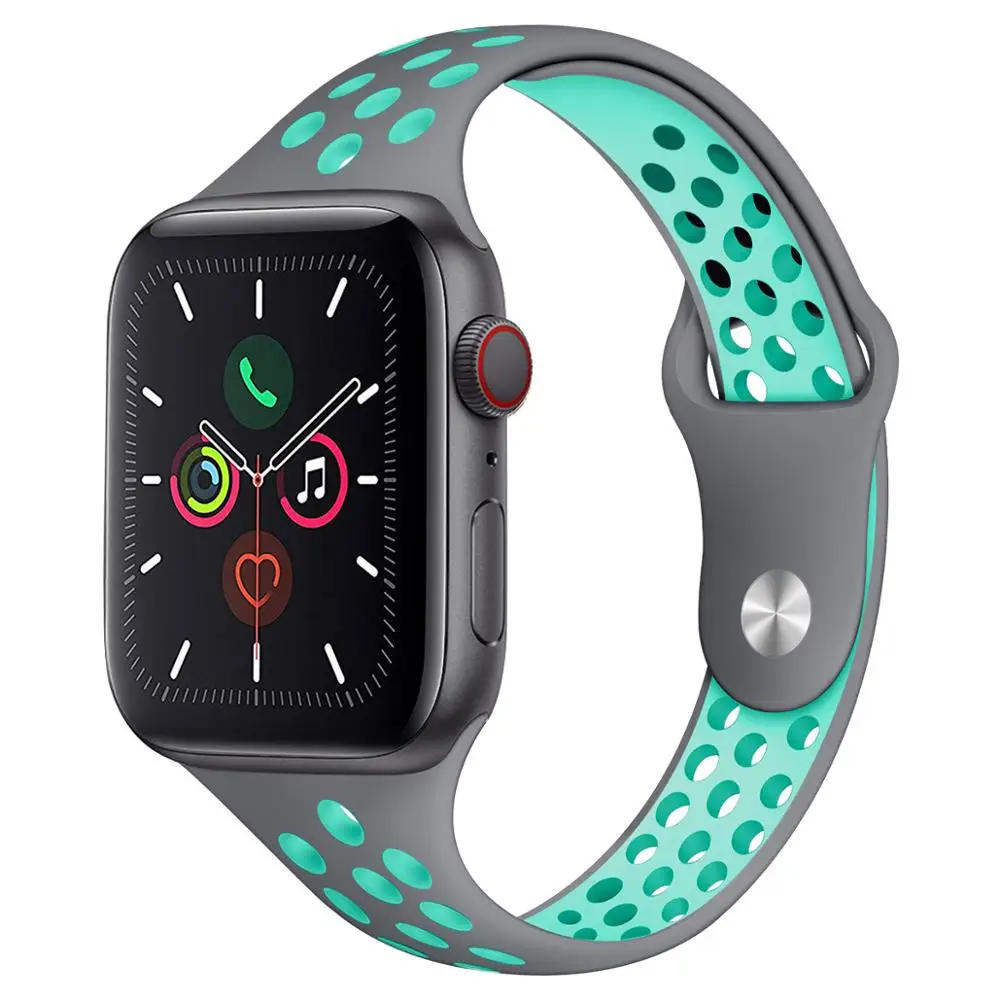 Силиконовый ремешок для Apple watch band 44 мм/40 мм iWatch 42 мм/38 дышащий спортивный браслет