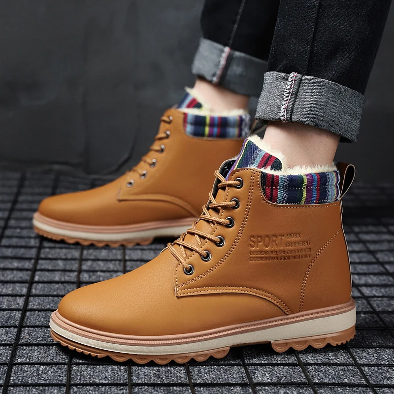 Зимние мужские меховые кожаные военные ботинки итальянского брена Модные