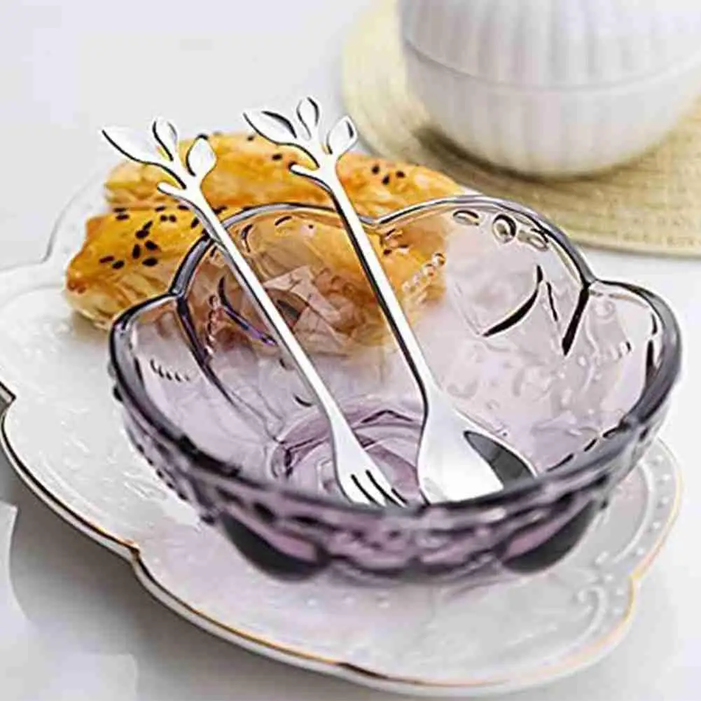 

Creative Steel Spoon Branch Leaves Spoon Fork Coffee Spoon Christmas Gifts Kitchen Accessories Tableware Decoration