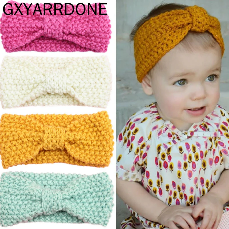 Модель 2019 аксессуары для волос детей зимняя вязаная крючком повязка на голову