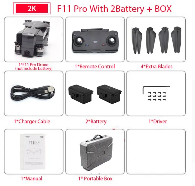 F11 Pro 2B carry Box SJRC F11 PRO gps Дрон с Wifi FPV 1080 P/2 K HD камера F11 бесщеточный Квадрокоптер 25 минут время полета складной Дрон Vs SG906 - Цвет: F11 Pro 2B carry Box