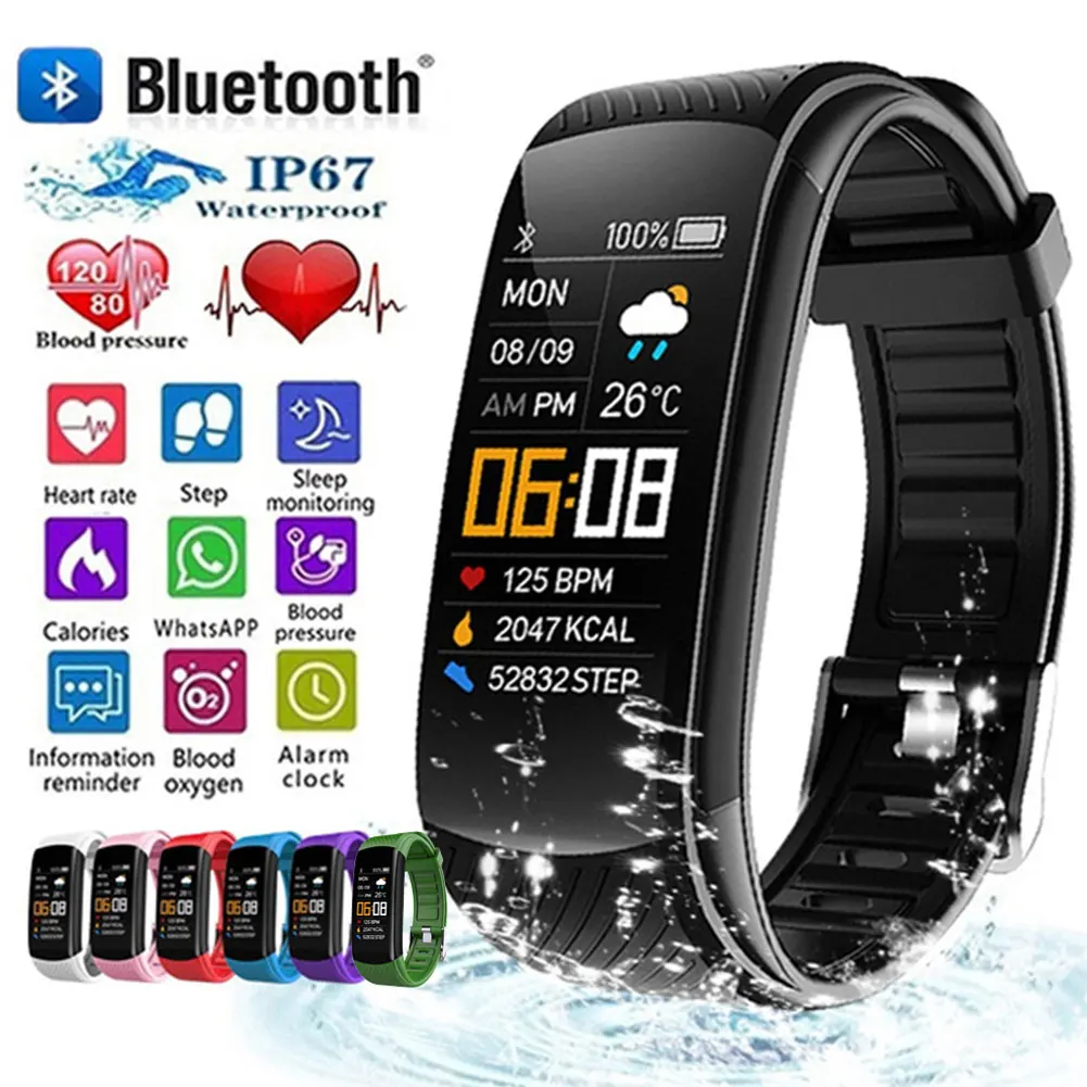 

Умные часы, спортивные водонепроницаемые, совместимые с Bluetooth, браслет с измерением артериального давления и напоминанием о звонках, умные ...